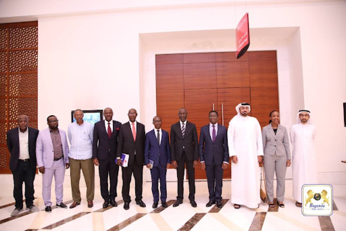 The Katikkiro with his accompanying team and the host minister of Sharjah